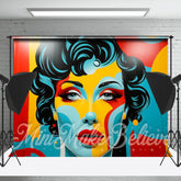 Bunt Lockig Haar Frau Porträt Bußgeld Kunst Hintergrund